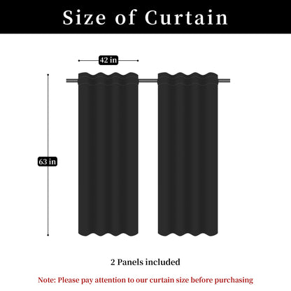 Loom and Mill Luxury Black Damask Curtains for Bedroom, Textured Lined Jacquard Curtains 2 Panels with Tiebacks, Window Curtain for Living Room Banquet Halloween Decor, Rod Pocket(42”x 63”, 2 Panels)
