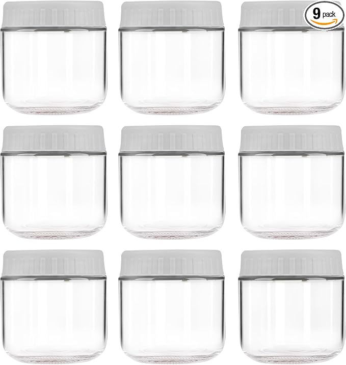 Overnight Oats Containers with Lids, 10oz Wide Mouth Mason Jars with Lids, 9 Pack Glass Jars with Airtight lid for Chia Pudding Yogurt Salad, Meal Prer Oatmeal Jars, Gray