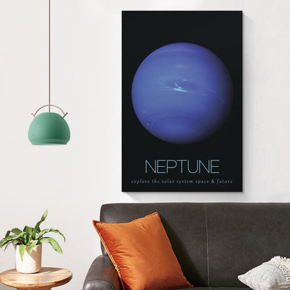 LGDSBHH Minimalist Neptune Solar System Canvas Wall Art - Educational Space Planet Poster - Science Classroom & Kids Bedroom Decor - 12x18 Inch (Unframed)