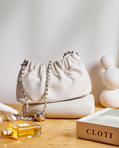 Premium Top-Grain Leather Crossbody Bag for Women Evening Purse, Trendy Dumpling Clutch & Hobo Cloud Shoulder Bag Trendy Dumpling Clutch