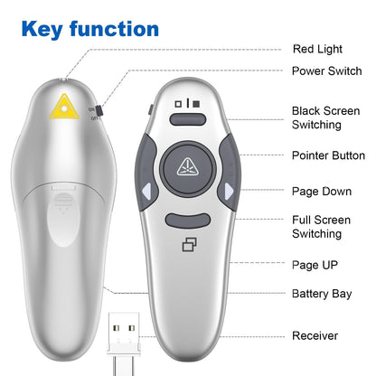 QUI Presenter Clicker USB A&C Bundle | Pen-Shaped Pink & Remote-Shaped Silver