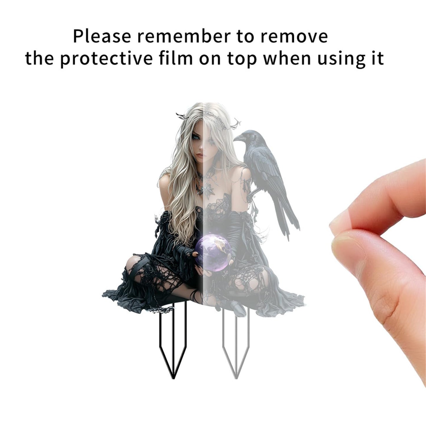 WGKOMEGE Garden Stake Decor, Halloween Dark Style Acrylic 2D Garden Fairy Decoration, Fairy Garden Accessories for Outdoor Indoor Yard Lawn Pot Plants (Black)
