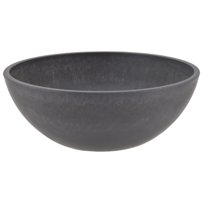 PSW Pot Collection M30DC 12-inch Plastic/Stone/Wood Composite Low Bowl Planter – No Drainage Hole (Drillable), Shallow Indoor/Outer Pot for Succulents, Bonsai, Fairy Gardens, Herbs, Dark Charcoal