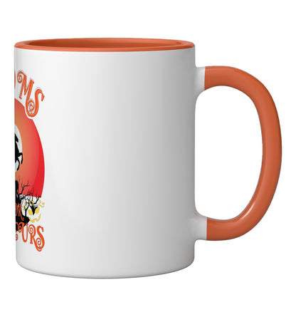 Brooms Are For Amateurs Funny Halloween Party Horse Lovers Ceramic Mug, Orange/White