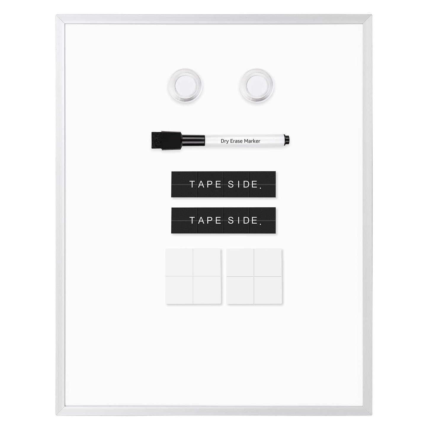Amazon Basics Small Dry Erase Whiteboard, Magnetic Bulletin Board, with Marker and Magnets, 11"W x 14"H, Aluminum Frame