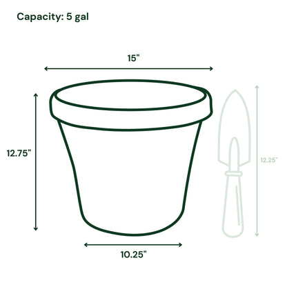 Bloem Terra Pot Planter: 14" - Terra Cotta - Durable Resin Pot, for Indoor and Outdoor Use, Gardening, 5 Gallon Capacity, Saucer Sold Separately