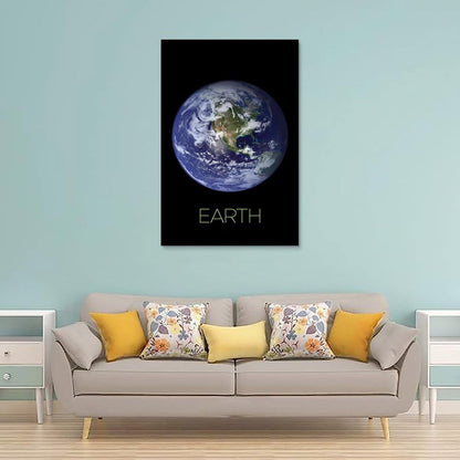 XIAOLOUTINYU Solar System Canvas Wall Art - Earth Planet Space Poster for Kids Room Bedroom Classroom, STEM Educational Astronomy Decor, Science Gift for Boys Girls Teens, 12x18 Inch Unframed