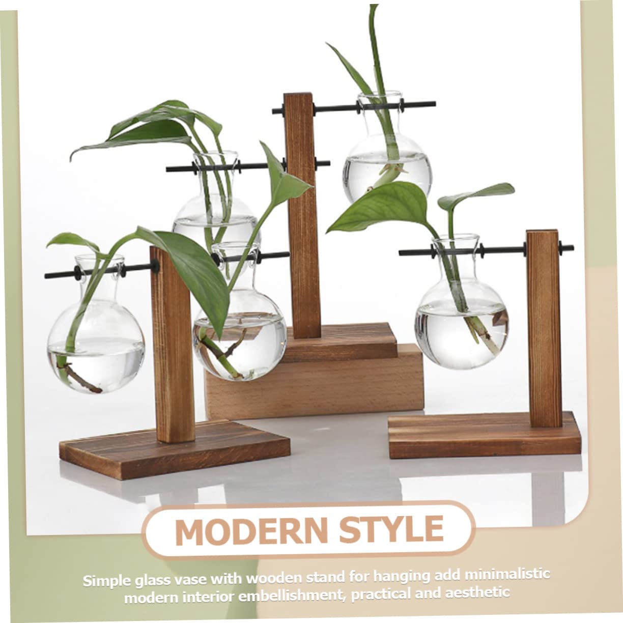 Generic 2pcs Bottle Plant Terrarium Vases Plant Light Bulb Decoration Hydroponic Vase Indoor Bulb Desktop Decor Hydroponic Glass Wooden