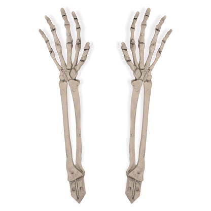 Beistle 2 Piece 17.5" Spooky Theme Plastic Skeleton Hand Yard Stakes, Scary Halloween Lawn Decorations, Celebrating With You Since 1900