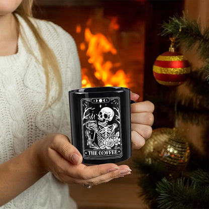 Koouyiedy The Coffee Funny Skeleton Tarot Mug Gifts for Women Men - Novelty Cute Skull Gift for Coffee Lover - Goth Spooky Witch Witchy Birthday Christmas Gifts for Dad Mom Husband Wife Best Friend