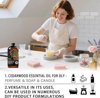 Cedarwood Essential Oil, Cedarwood Oil 16 Fl Oz 480ML for Diffuser Humidifier Yoga Cleaning DIY Candle Soap Making Essential Oils