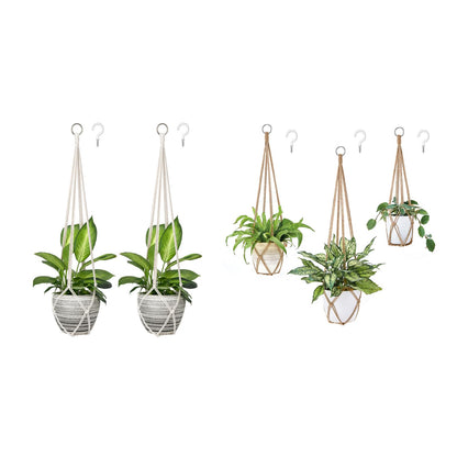 Dahey Macrame Plant Hanger with Hooks Indoor Hanging Planter Basket Handmade Woven Cotton Rope Flower Pot Crochet Plant Holder Stand for Boho Home Decor No Tassels