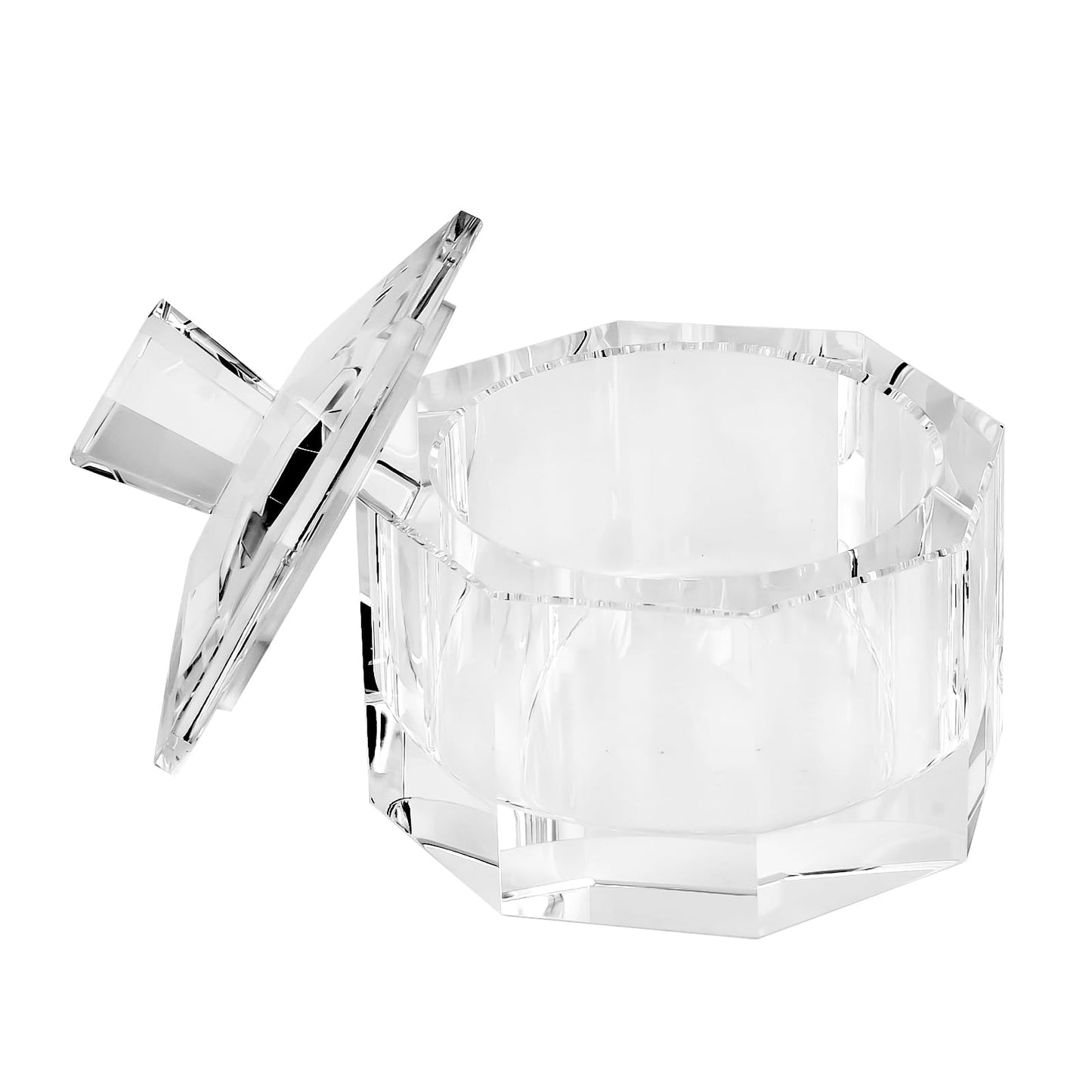 DONOUCLS Crystal Candy Dish with Lid Hand-Cut Home Decorative Jewelry Box/Jar W 5" x H 5" with Multi-faceted, Comes With Gift Box