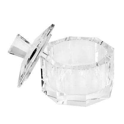 DONOUCLS Crystal Candy Dish with Lid Hand-Cut Home Decorative Jewelry Box/Jar W 5" x H 5" with Multi-faceted, Comes With Gift Box