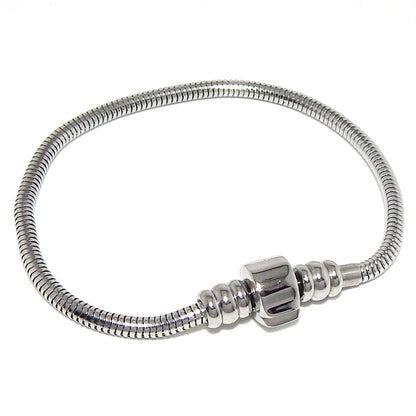 ICYROSE Stainless Steel Starter Charm Bracelet Barrel Snap Clasp UNSCREW END TO ADD CHARMS (9 inches)