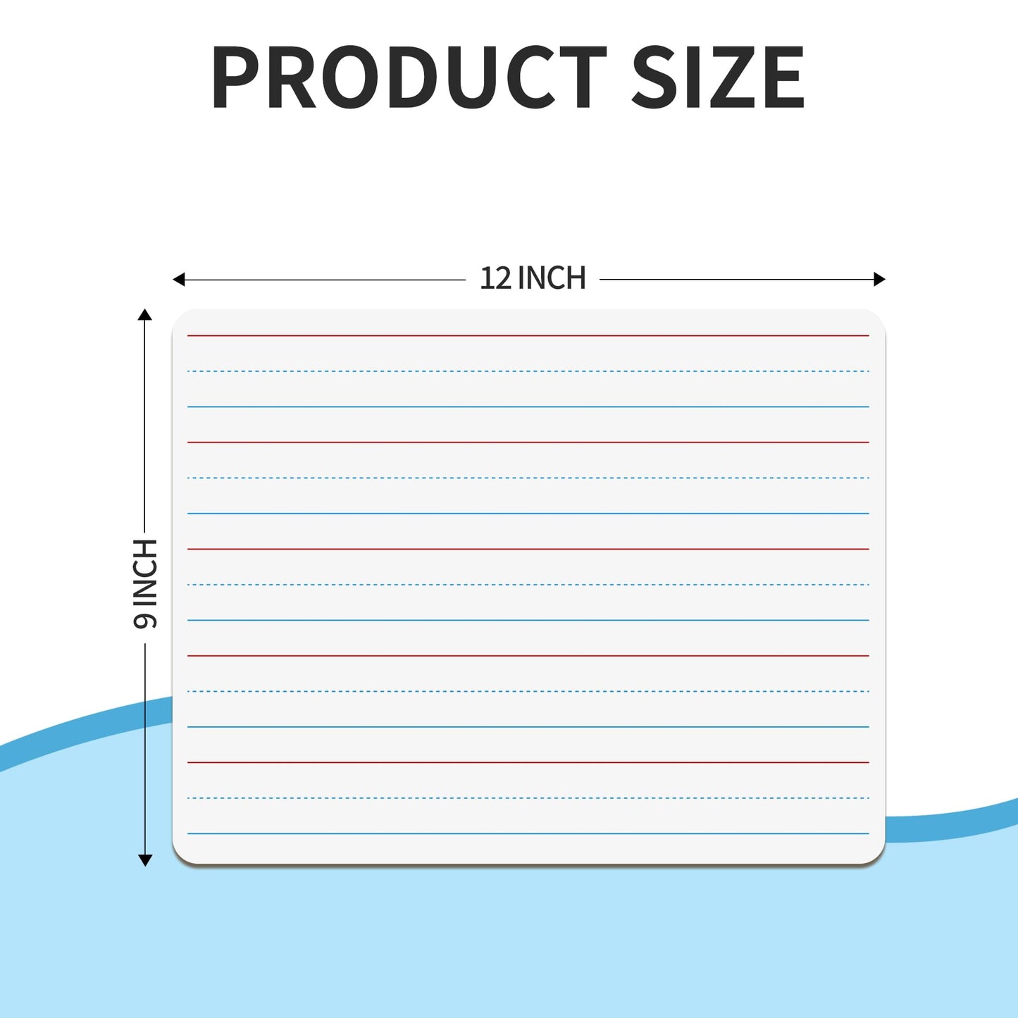 6pack Dry Erase Board 9"x12"with Lines and Blank Surface Learning,Math,Writing Teacher & Homeschool Supplies Mini Whiteboard Erasers Included Colors pens