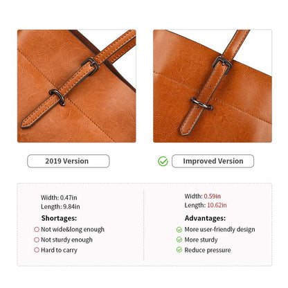 Kattee Vintage Genuine Leather Tote Shoulder Bag for Women Satchel Handbag with Top Handles (Light Brown)
