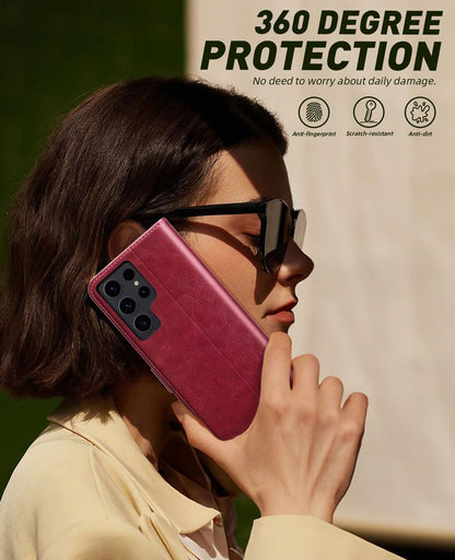 OCASE Compatible with Galaxy S24 Ultra 5G Wallet Case, PU Leather Flip Folio Case with Card Holders RFID Blocking Kickstand [Shockproof TPU Inner Shell] Phone Cover 6.8 Inch (2024), Red