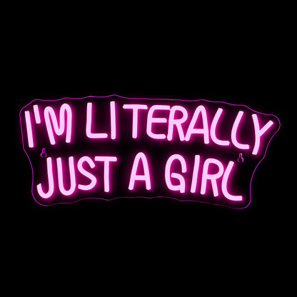 Lucunstar I'M Literally Just A Girl Neon Sign,Pink Led Sign,Led Neon Light for Wall Decor,Light Up Sign for Bedroom,Dimmable Switch USB Connectivity Neon Signs for Girlsroom Decor,Party Light