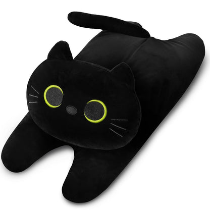 Large Microwave Heating Pad with Washable Cover 21 * 12" Microwavable Heating Pads for Cramps, Back, Neck Shoulder Pain Relief, Cordless Weighted Moist Heat Pack, Black Cat