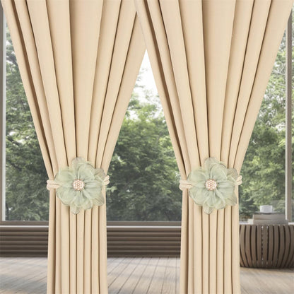 SUQ I OME Lotus Flower Curtain tiebacks holdbacks Holder for Curtain Decoration in Summer for Bedroom Decorations (Green)