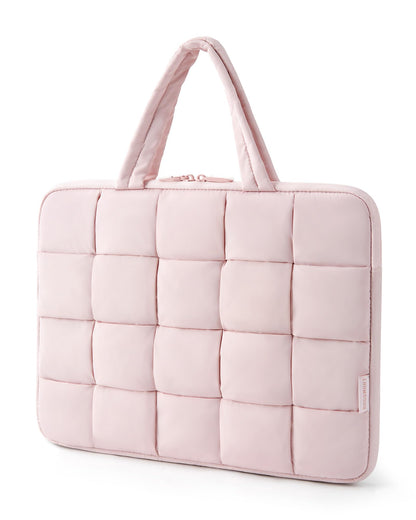 BAGSMART 13-14 Inch Laptop Case, Portable Puffy Laptop Sleeve with Handle, Compatible with MacBook Air/Pro 13.3 13.6 Inch M4 M3 M2 M1, Computer Sleeve Fitted with Dell,HP, Pink