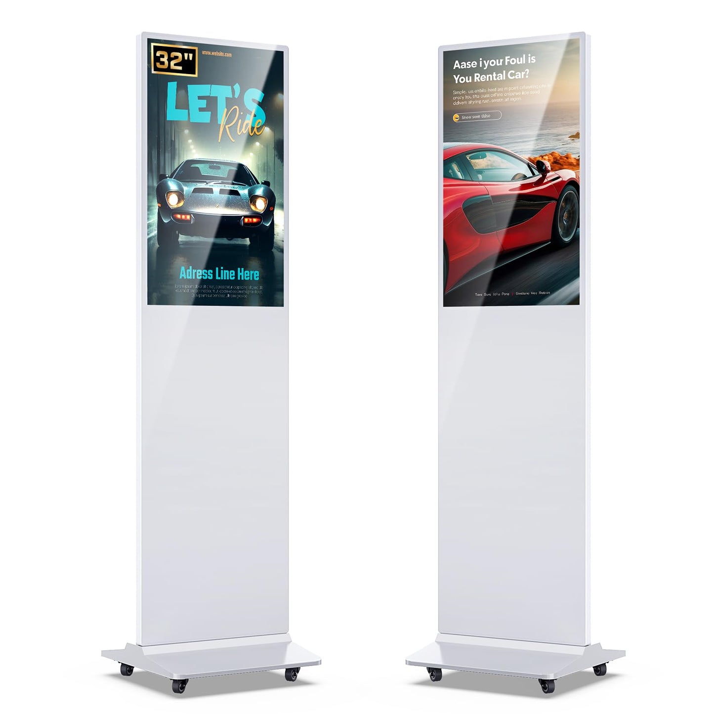 QIXZOCV MWE 32 Inch Digital Signage Advertising Display Kiosk LCD Screen Indoor Floor Standing Commercial Totem Android System Vertical Poster with Auto Media Player-White