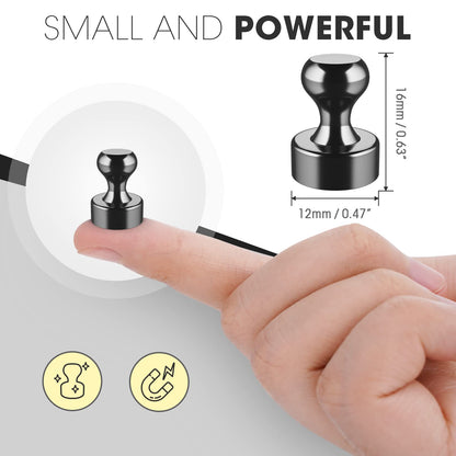 Grtard 48 Pack Magnets for Whiteboard, Black Magnetic Push Pins, Whiteboard Magnets Fridge Magnets, Small and Strong Push Pin Magnet for Office, School, Refrigerator, Locker, and Map