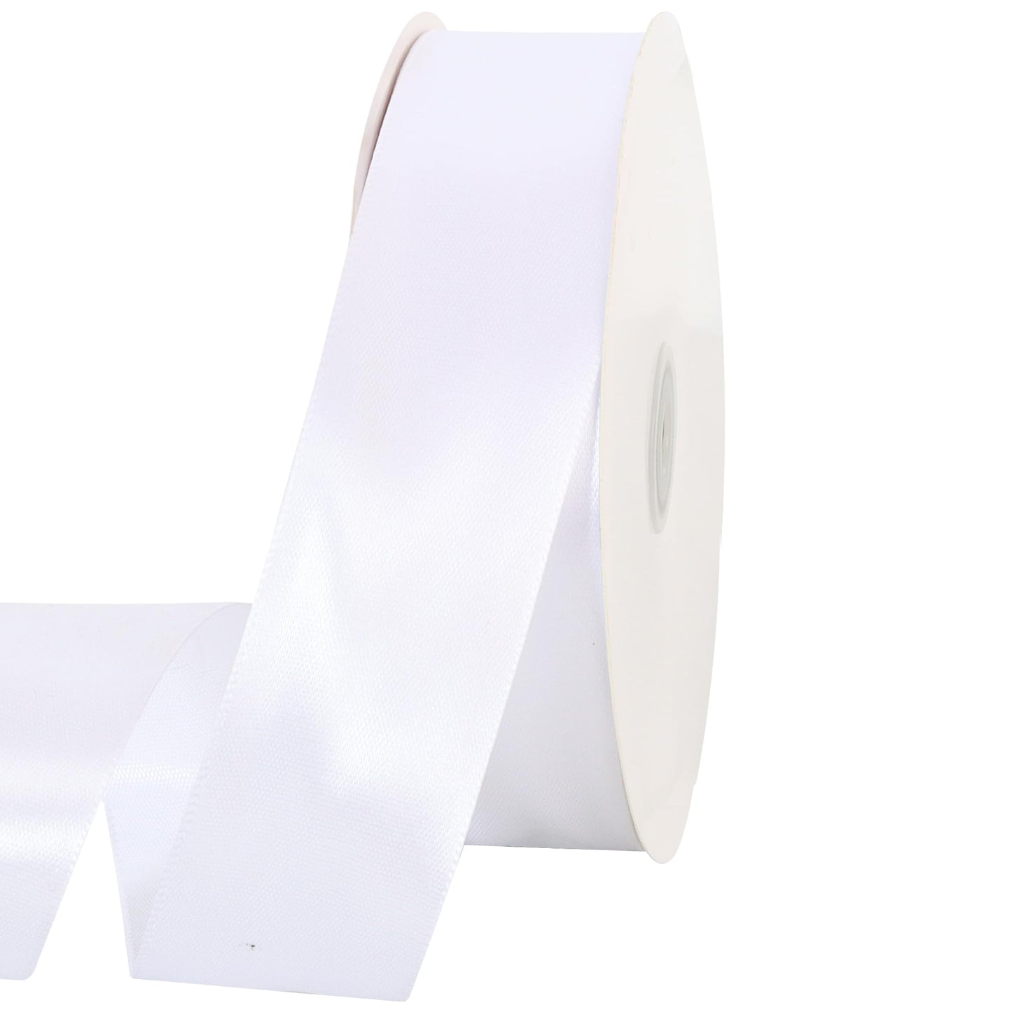 TONIFUL 100 Yards White Ribbon 1-1/2 Inch - Solid White Wide Satin Ribbon for Eternal Flower Bouquet Gift Wrapping Graduation Leis Wedding Chair Sash Valentine's Day Christmas Decorations Halloween