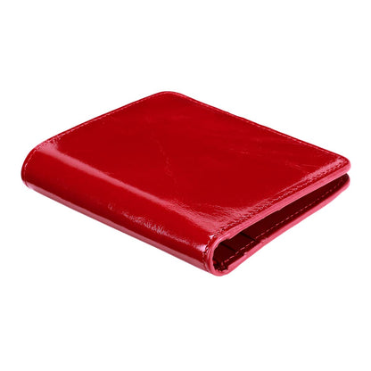 Itslife Women's Rfid Blocking Small Compact Bifold Leather Pocket Wallet Ladies Mini Purse with id Window (Waxed Red)