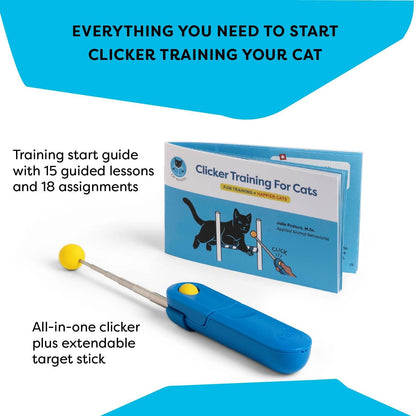 Cat Training Clicker with Detachable Wearable Finger Clicker & Target Stick – Positive Reinforcement Training Tool for Cats – Ideal for Behavior, Tricks & Enrichment