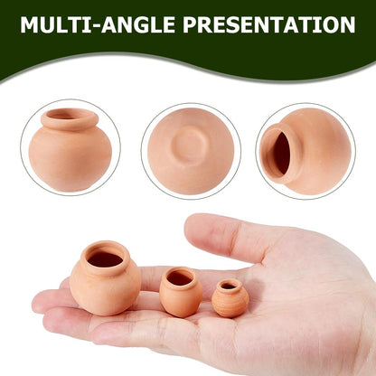Hobbspring 6Pcs Mini Terracotta Pots 3 Styles Small Dark Salmon Simulated Clay Planters 0.73-1.42 Inch Tiny Pots Miniature Crafts for Succulent Plants Fairy Gardens Home Deco