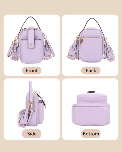 Mali+Lili Gail Vegan Leather Multi Compartment Crossbody Bag - Lavender