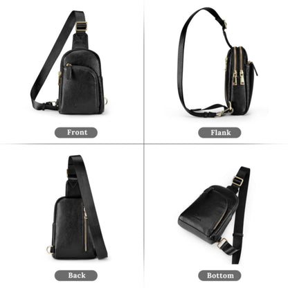 S-ZONE Genuine Leather RFID Blocking Small Sling Bag Women Crossbody Fanny Packs