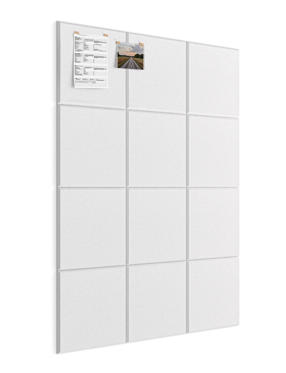 Topnaca Felt Bulletin Board for Classroom School Wall Display,12 Pack White Large Corkboard Tiles Covering 36" x 48" Decorative for Office Bedroom Pin Notes Photos Organization Messages Notice
