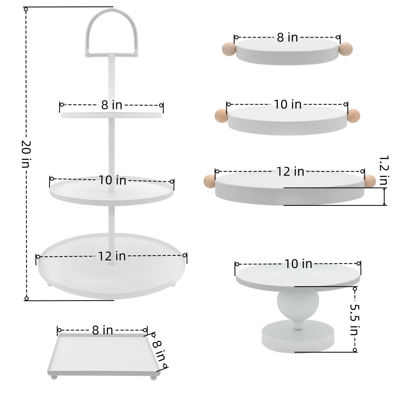 FESTLOVE Set of 7 White Cake Stands Metal Dessert Display Holder Round 3 Tier Cupcake Stand Serving Tray Platter Cake Pedestal Stand for Party Weddings Birthday Baby Showers Anniversary