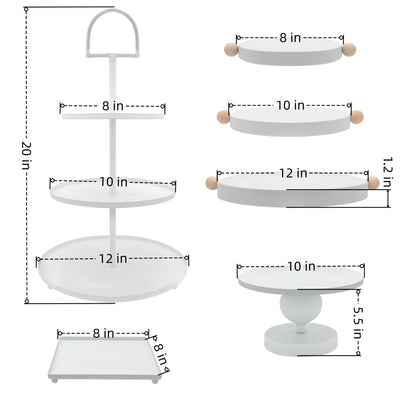 FESTLOVE Set of 7 White Cake Stands Metal Dessert Display Holder Round 3 Tier Cupcake Stand Serving Tray Platter Cake Pedestal Stand for Party Weddings Birthday Baby Showers Anniversary