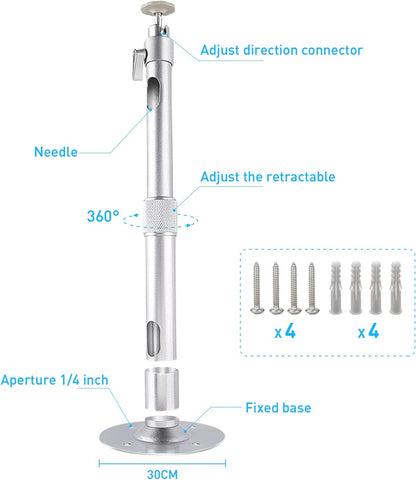 NIERBO Universal Projector Wall Ceiling Mount Hanger 360° Rotatable Head with Extendable Length 11.8 Inch to 19.7 Inch Mounting Bracket
