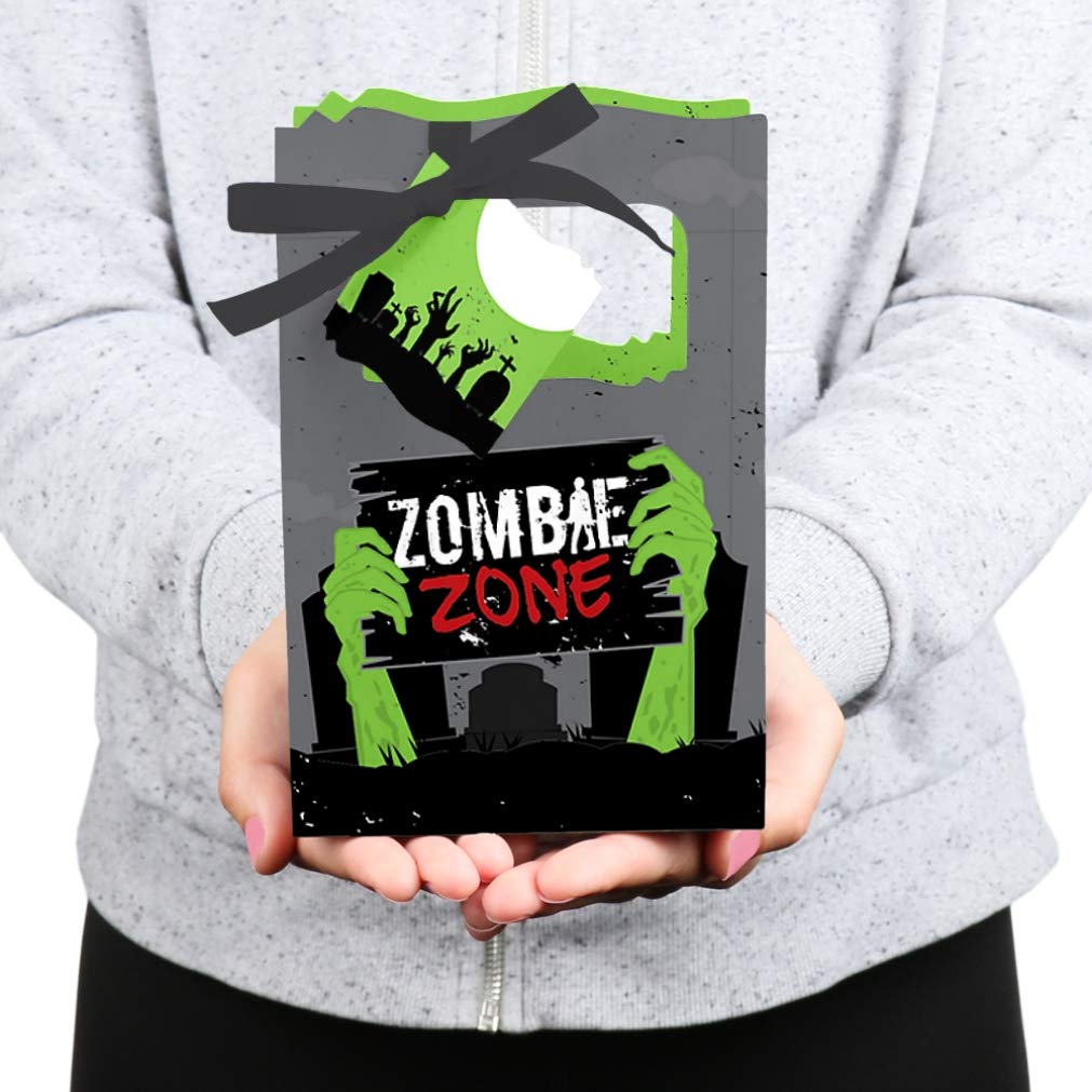 Big Dot of Happiness Zombie Zone - Zombie Decorations - DIY Halloween Party Decorations - Treat Box Party Favors - Halloween Goodie Boxes - Zombie Favor Boxes- Fall Party Favor Box - Set of 12