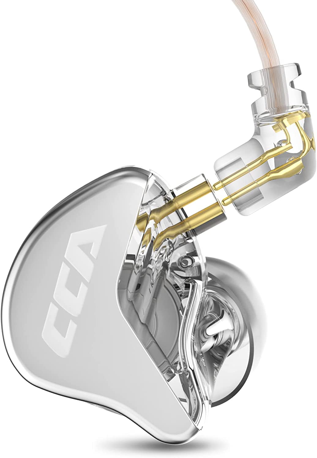 CCA CRA in Ear Monitor Headphones, Ultra-Thin Diaphragm Dynamic Driver Super Bass Clear Sound Gaming Earbuds Wired IEM Earphones with Detachable Cable, in Ears for Singers Musician DJ Stage (White)