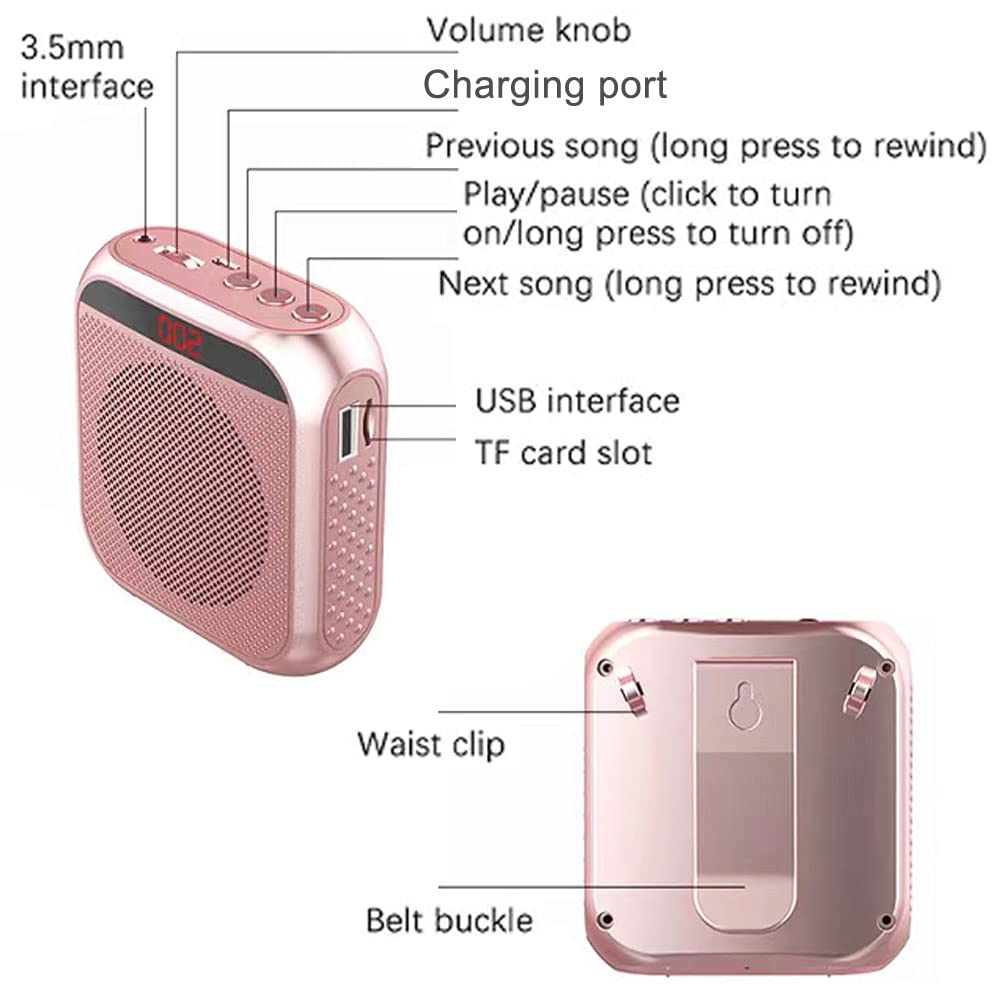 Portable Voice Amplifier for Teachers, Rechargeable Personal Amplifier Mic PA System Headset Microphone with Speaker for Teachers, Training, Meeting, Tour Guide, Yoga, Classroom (White)