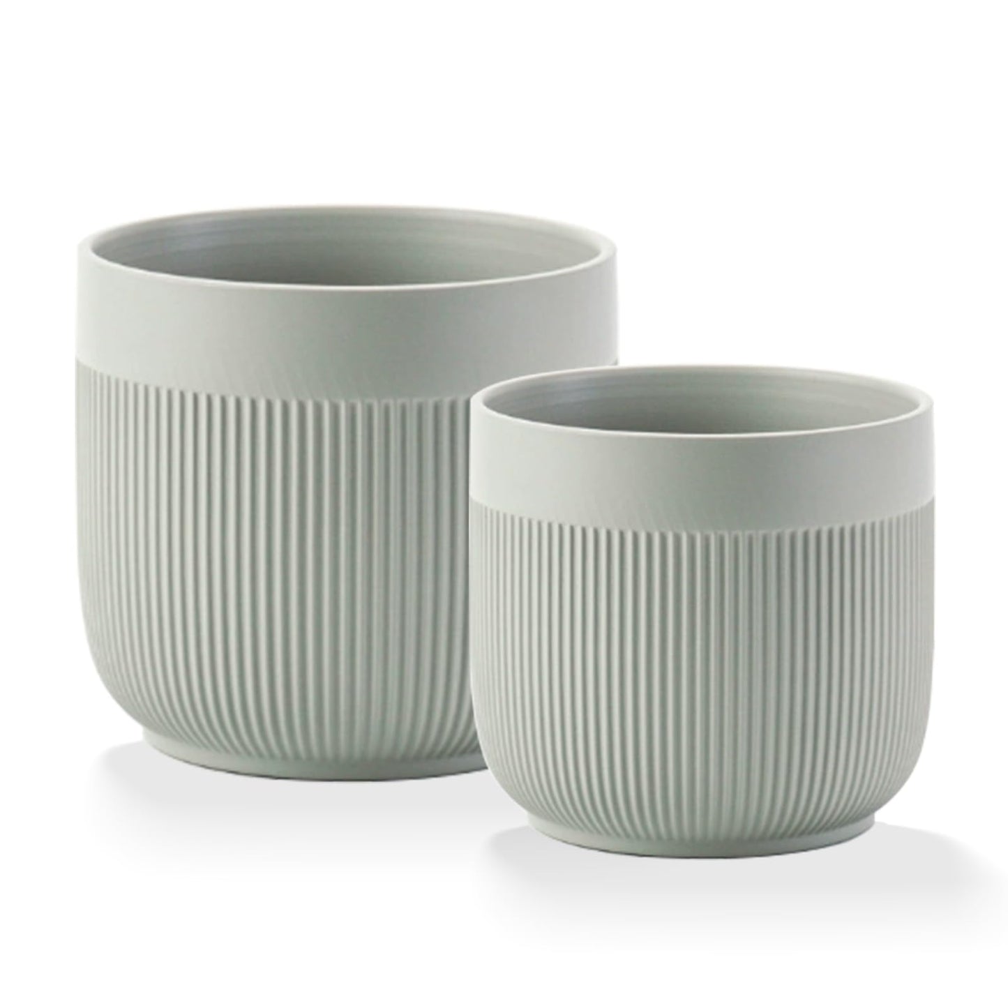 Puoyikt Ceramic 5.2+6.5 inch Planters, Modern Home and Office Flowerpot, Indoor and Outdoor Flowerpot with Drainage Hole (Grey)