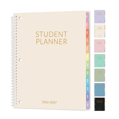 Student Planner 2026-2027, SUNEE Academic Weekly & Monthly Plan Book, Jul. 2026 - Jun. 2027, 8.5"×11" School Planner, Lesson Plan Book with Week's Goals, Bookmark, Monthly Tabs, 3-Hole Punched, Beige