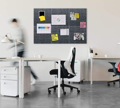Uoisaiko Large Cork Board Felt Board Tiles for Walls with 30 Push Pins, 11.8"x11.8" Pack of 6 Pin Board Notice Boards for Home Office Kitchen, Bulletin Board Wall Tiles for Photos Memos