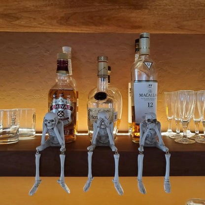HOLIHIFI Halloween Skeleton Decor Indoor Hear See Speak No Evil Skeletons for Mantel Shelf, Set of 3 Resin Funny Skeleton Decorations