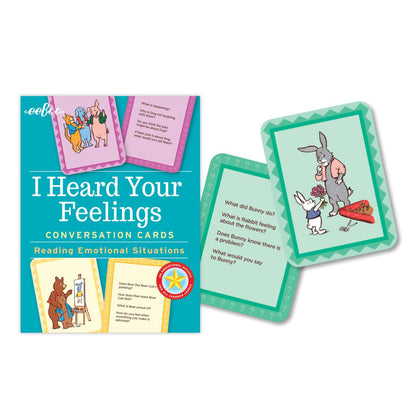 eeBoo: I Heard Your Feelings - 48 Conversation Flashcards, Develops Empathy Through Friendly Illustrations of Emotional Situations, Develop Social and Emotional Intelligence, for Ages 3 and up