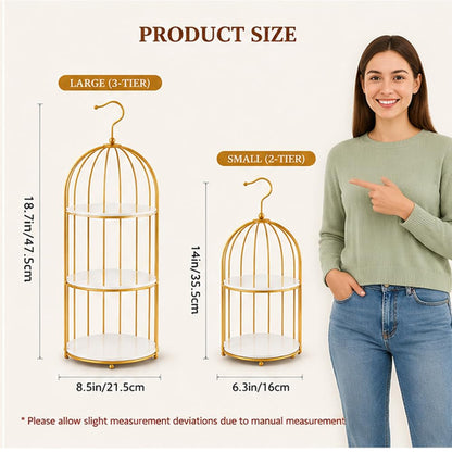 AIJIDIWO Gold Bird Cage Cupcake Stand Set, 2-Piece 3-Tier and 2-Tier Acrylic Dessert Display Trays, Metal Serving Stands for Wedding, Birthday, Baby Shower, Tea Party and Buffet Table Decor
