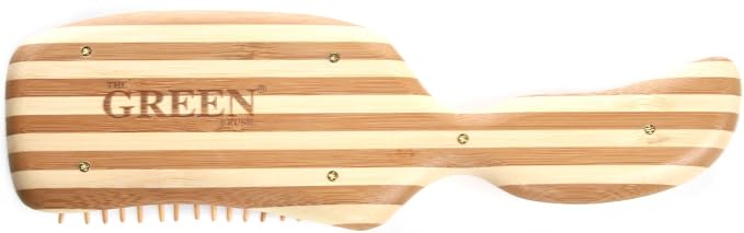 Bass Brushes | The Green Brush | Style & Detangle Pet Brush | 100% Bamboo Pin | Pure Bamboo Handle | Semi S Style | Striped Finish | Model 19P
