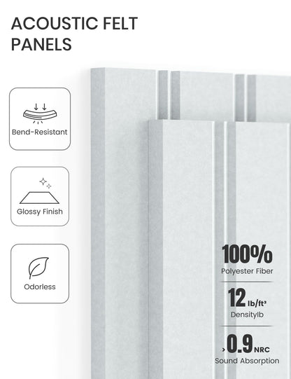 Fluxynara Cork Board Alternative: Large 48" x 36" Felt Bulletin Board Wall Panels with 70 Safe Removable Adhesive Tabs - 12 Pack for Home, Office & Classroom Vision Board - Cold White