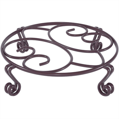 Yimobra Original Patented Plant Stand for Flower Pot Heavy Duty Potted Holder Indoor Outdoor, Metal Rustproof Iron Garden Container Round Supports Rack for Planter, Brown, 11.8 Inches